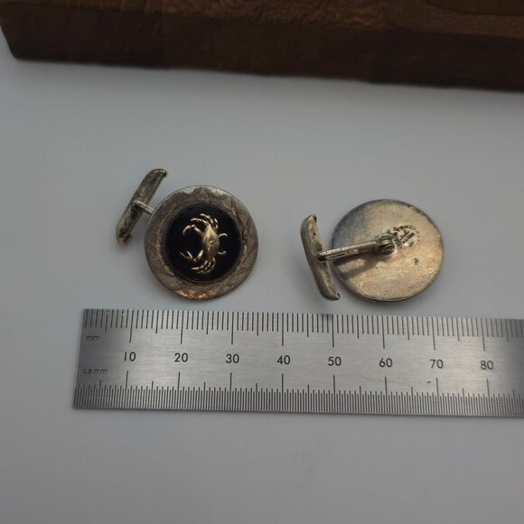 Sterling Silver Black Onyx Crab Cuff Links A243 - Picture 6 of 7